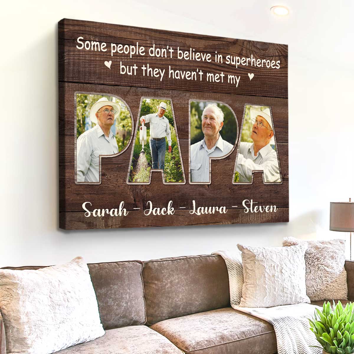 Personalized Gifts for Grandpa, Papa Gifts, Papa Photo Collage Print, Fathers Day Gifts For Papa, Christmas Gifts for Papa From Grandkids