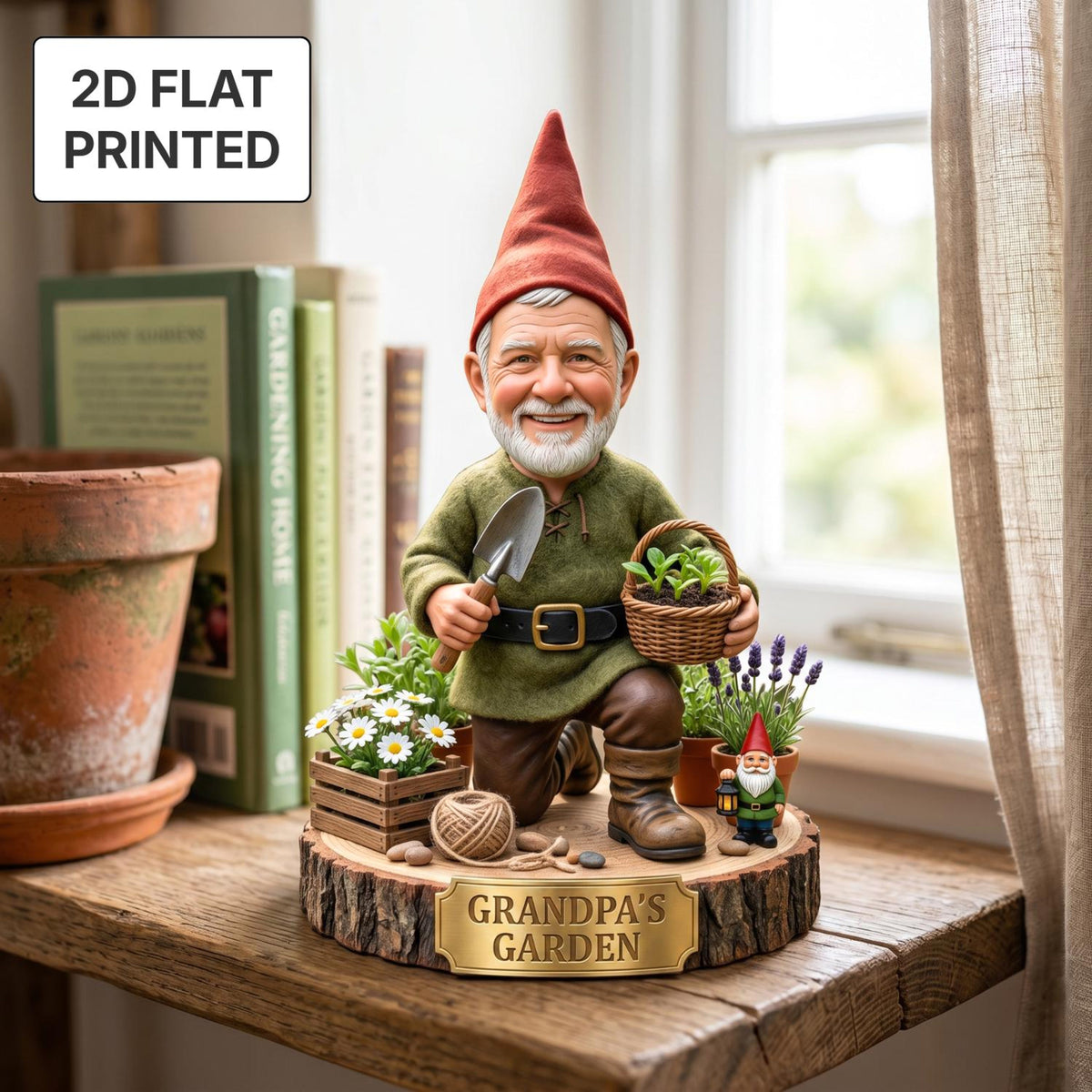 Personalized Garden Gnome 2D FLAT Wooden Block, Custom Photo Face Wood Sign, Gardening Keepsake, Father's Day Gift for Dad & Grandpa 110dac88-bbc0-4265-841c-a57c4a528949-3.jpg