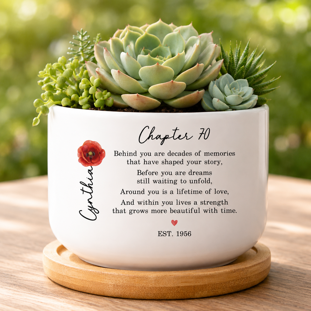 70th Birthday Gift For Women, Personalized Birth Flower Plant Pot, Custom Name Chapter 70 Planter