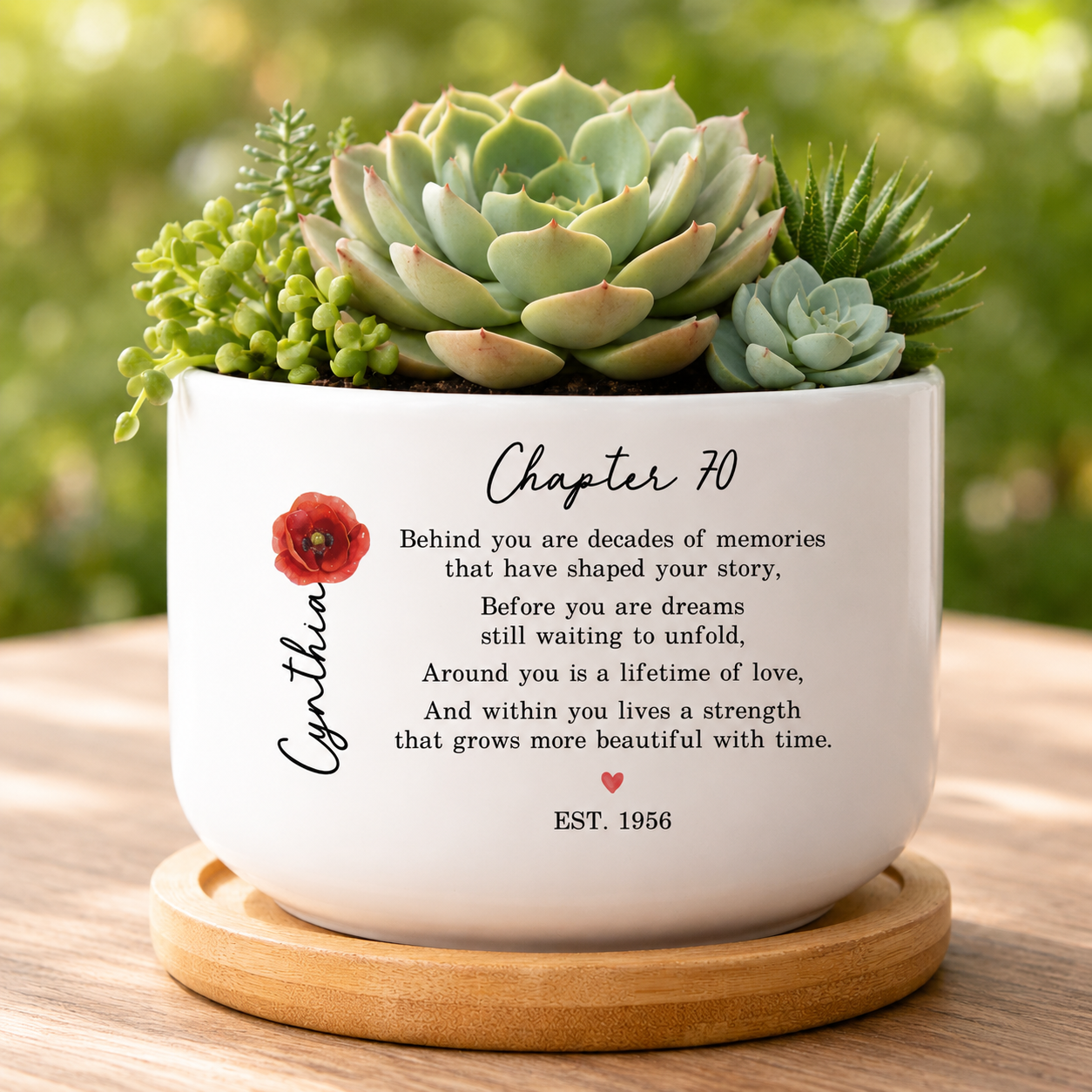 70th Birthday Gift For Women, Personalized Birth Flower Plant Pot, Custom Name Chapter 70 Planter