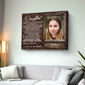 Personalized Memorial Gifts For Loss Of Daughter, Memorial Canvas, Picture Frame for Lost Loved One