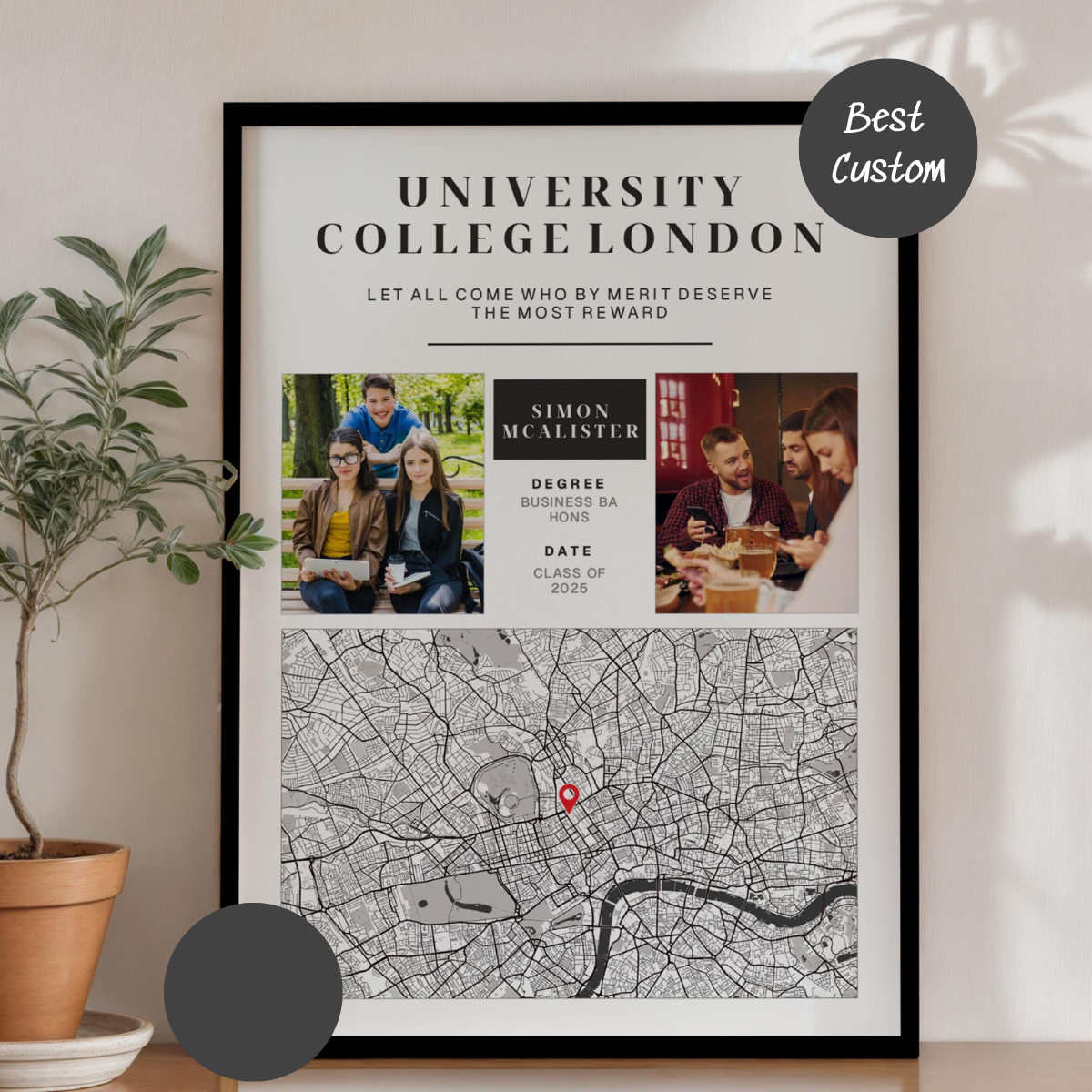 Graduation Map - Personalized Canvas - Congratulations Gift For Him & Her