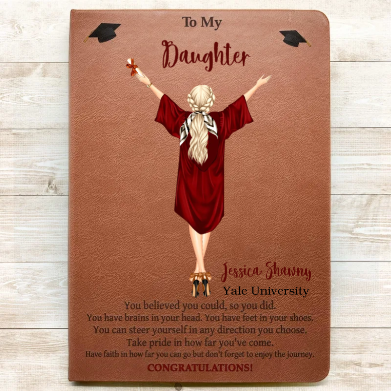 You Believed You Could So You Did - Personalized Graphic Leather Journal - Graduation Gift