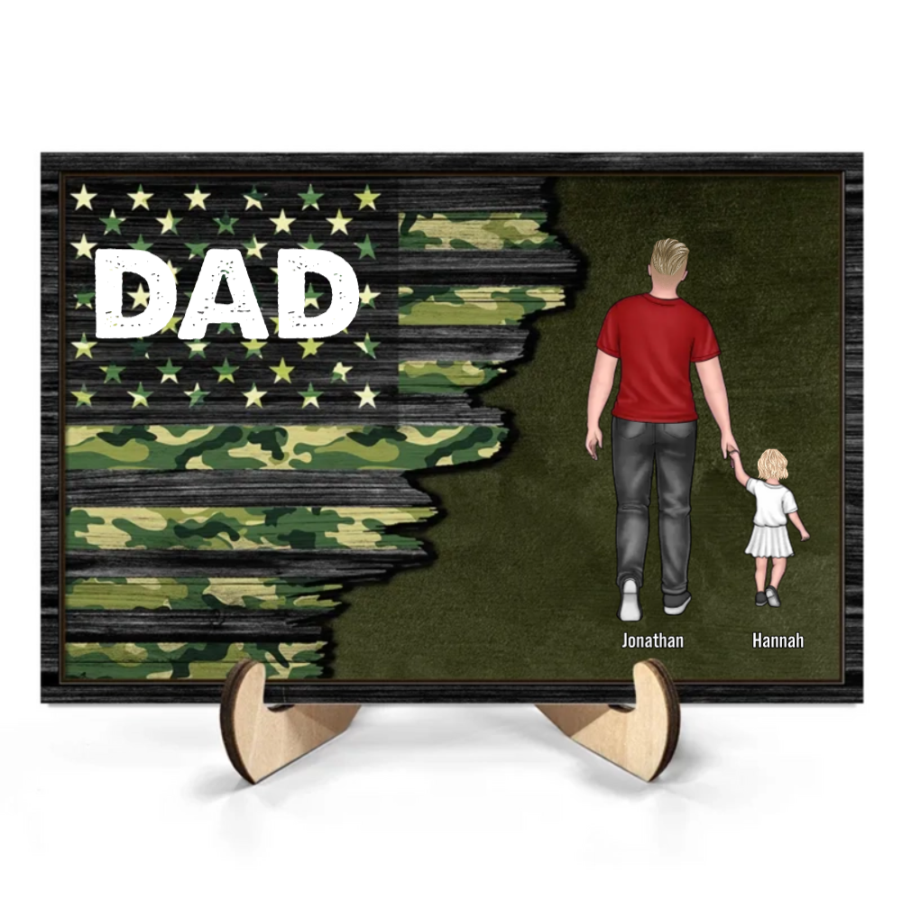 Papa Walking With Kids - Personalized Wooden Plaque - Gift For Dad, Grandpa, Father's Day Gift