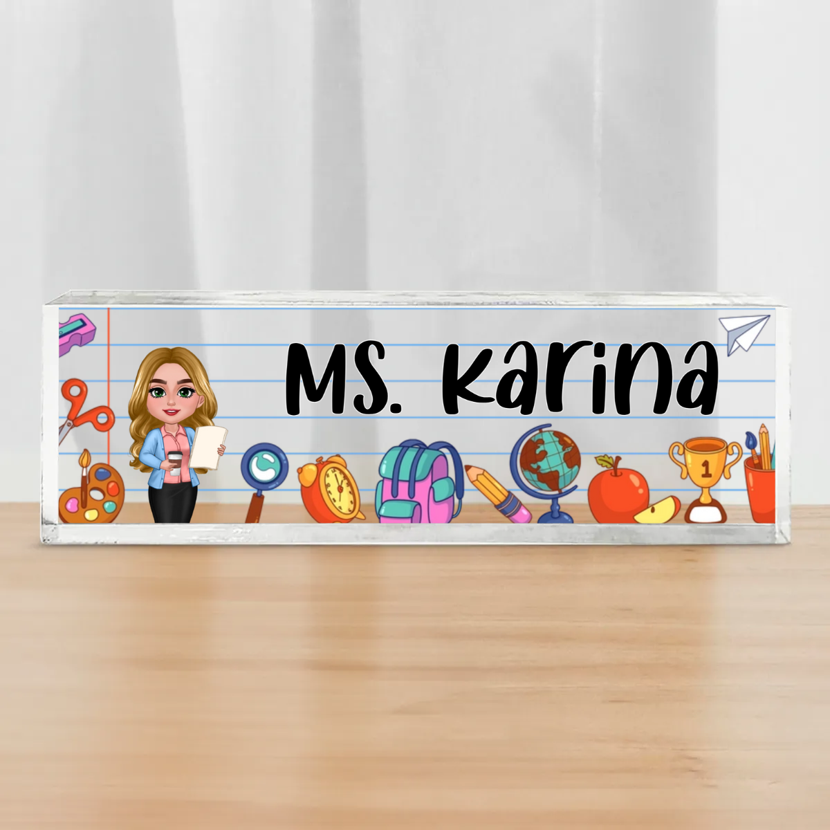 Teacher & School Things - Personalized Acrylic Table Sign - Gift For Teacher, Back To School