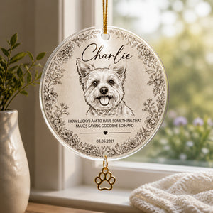 Custom Pet Memorial Botanical Portrait Ornament - Personalized 1 Layered Suncatcher with Charm 1122cc0f-3200-4688-bf7a-5df215381797.jpg