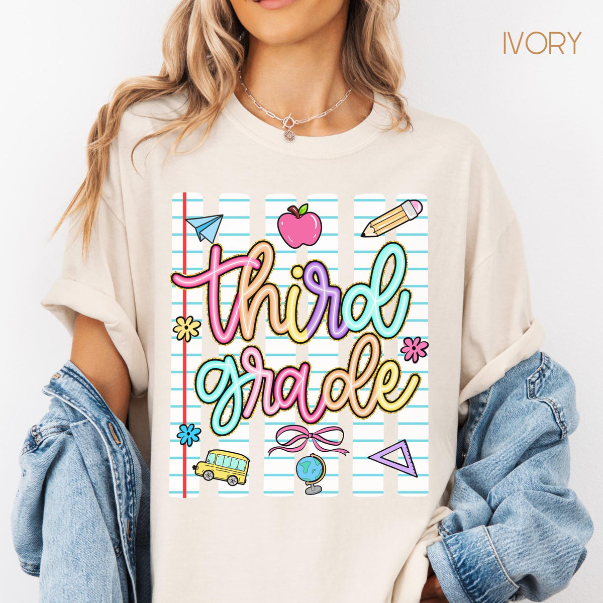 Striped Neon Third Grade Teacher Shirt, Back To School Gift, 3rd Grade Tshirt, Elementary School Tee, Teacher Appreciation Gift 112b5668-f023-4503-935f-65efe561fb7f-5.jpg
