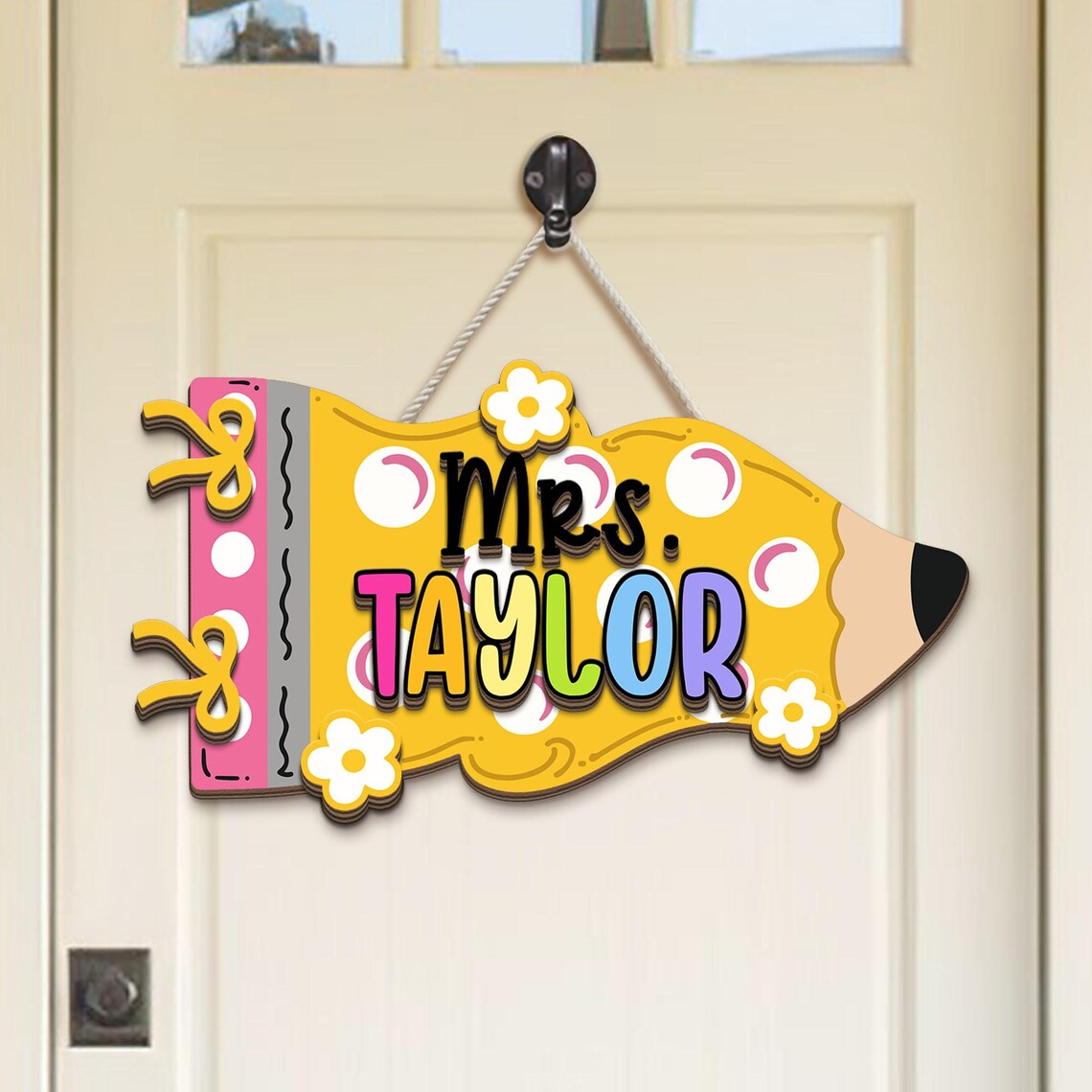 Personalized Teacher 3D Pennant Door Sign, Custom Teacher Name Door Hanging, Back To School Gift, New Teacher Gift, Class Welcome Sign 112e2fee-f23d-49f7-96c8-7c327f602f2b-1_converted.png