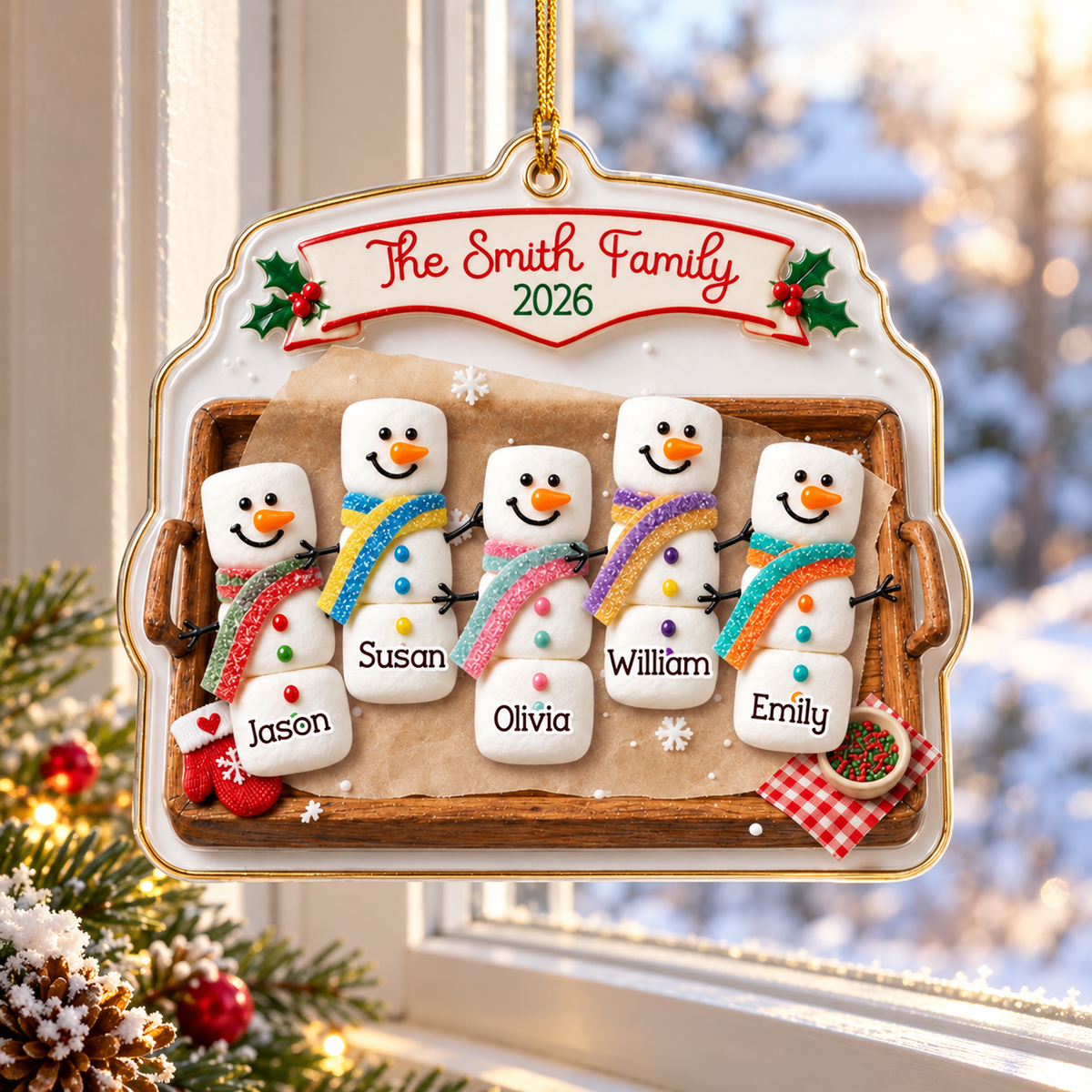Marsmallow Snowman Family - Personalized Acrylic Ornament - Christmas Gift For Family 113347bf-238c-44e1-a238-cafa890c3209-1.png