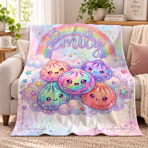 Personalized Kawaii Squishy Dumpling Blanket, Custom Name Pastel Rainbow Throw, Cute Food Plush Baby Girl Nursery Decor Birthday Gift 114bac2b-14e2-4a50-b964-c7fa38dacce3-ea97bcf7-cd23-4522-a87c-afa08aa99bd7.png