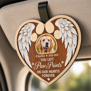 Pet Memorial Car Visor Clip – Photo + Name – You Left Paw Prints - Personalized Wooden Car Visor Clip 2 Layer 11631d65-7b1f-4e9c-abff-43f9dd234f1c.jpg