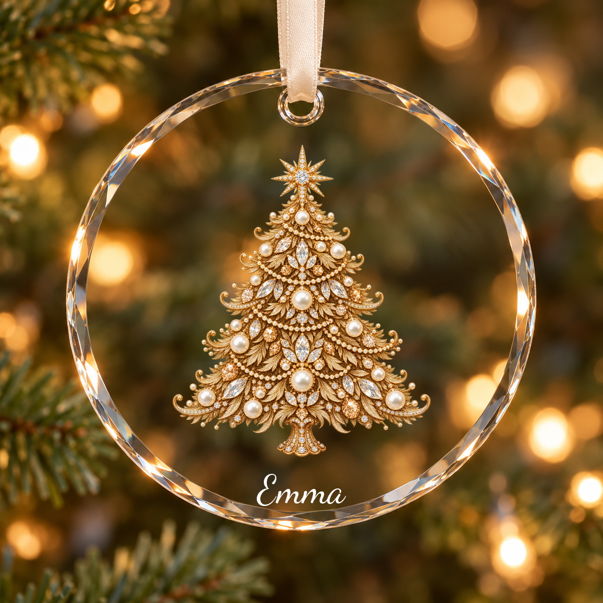 Personalized Jeweled Christmas Tree Glass Ornament – Custom Name | SP04 11781555-9437-476e-bd54-c017b0627b65-sp04-gold-emma-v4.png