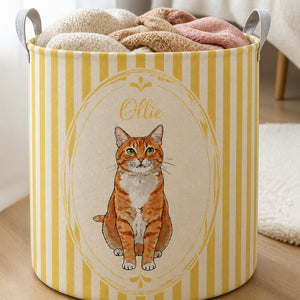 Custom Pet Portrait Laundry Hamper – Watercolor Cameo Wreath - Personalized Storage Bag 117b7033-efe8-4f06-9155-d64fded194f3.jpg