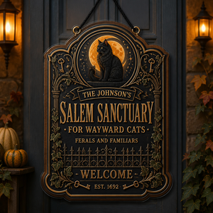 Salem Sanctuary Cat Sign – Personalized Family Name & Year - Personalized Wood Acrylic Sign 1184c158-b47b-433a-a13b-6fd137d2661b.png