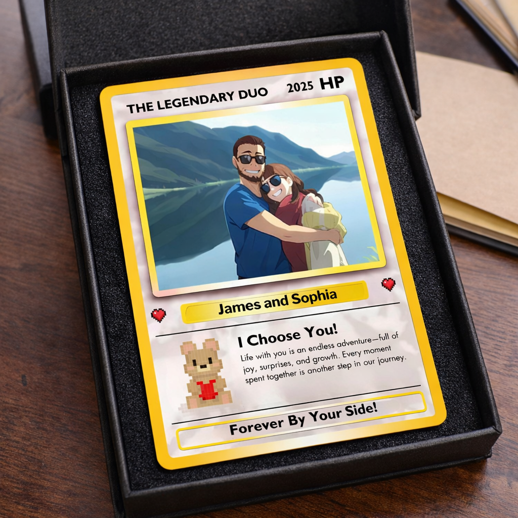 Custom Poke Card Inspired Collectible Gift, Custom Poke Cards, Anniversary Gift For Couple