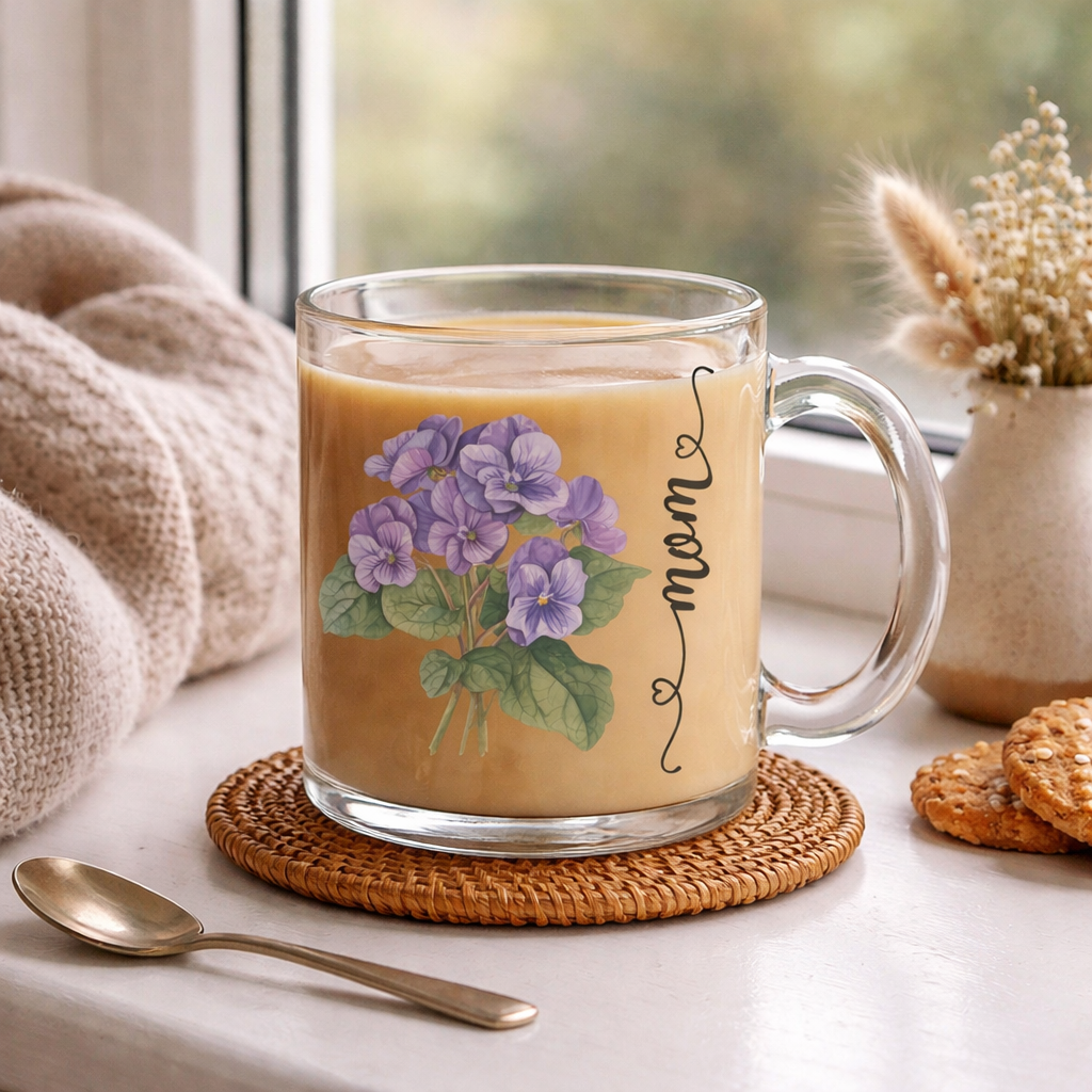 Personalized Birth Month Flower Mug for Mom, Custom Birth Flower Gift, Custom Floral Coffee Mug, Mother's Day Gift, Birthday Gift for Mom