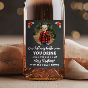 Wine Bottle Label Christmas Gift For Teacher, Our Child Might Be The Reason You Drink Sticker