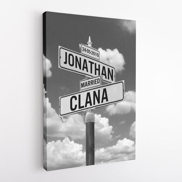 Couple Street Sign - Personalized Canvas - Gift For Couple