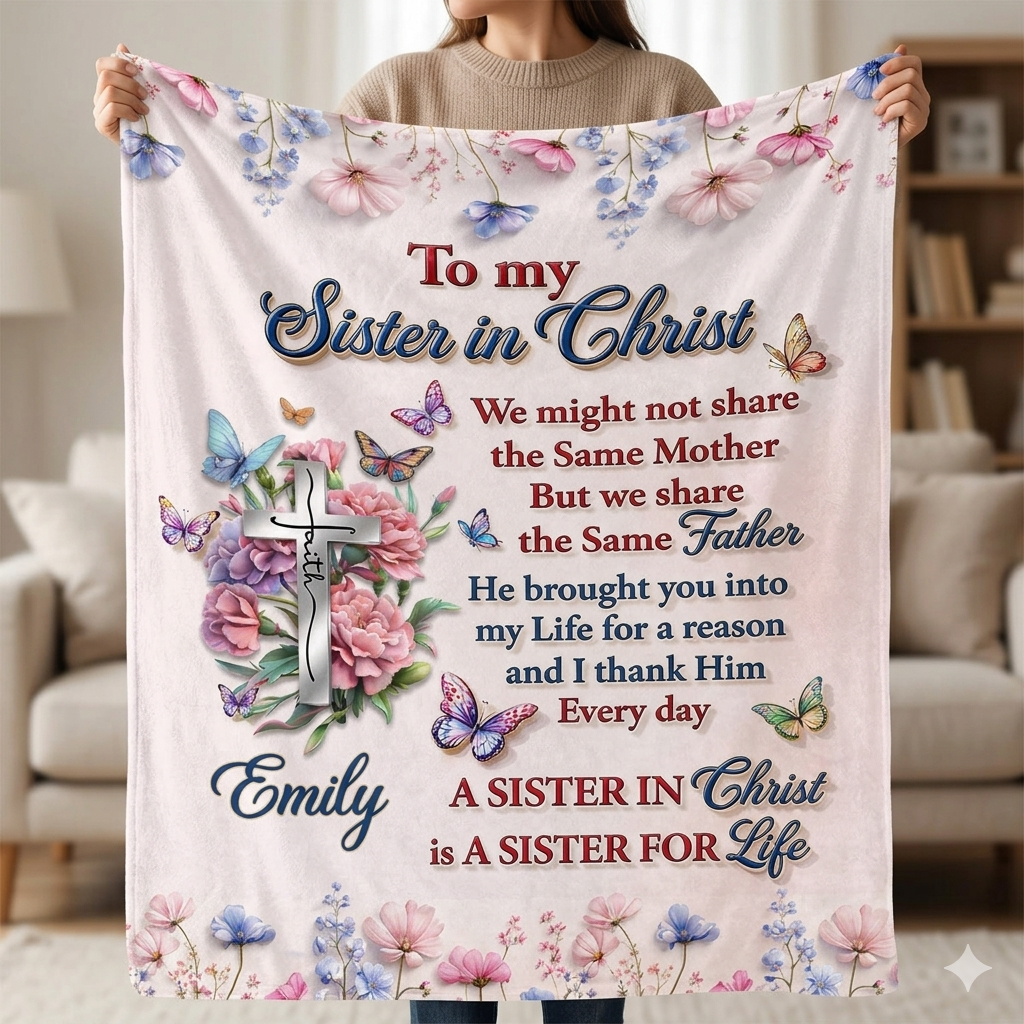 To My Sister In Christ, Personalized Blanket, Gift For Soul Sister, Christian Gift