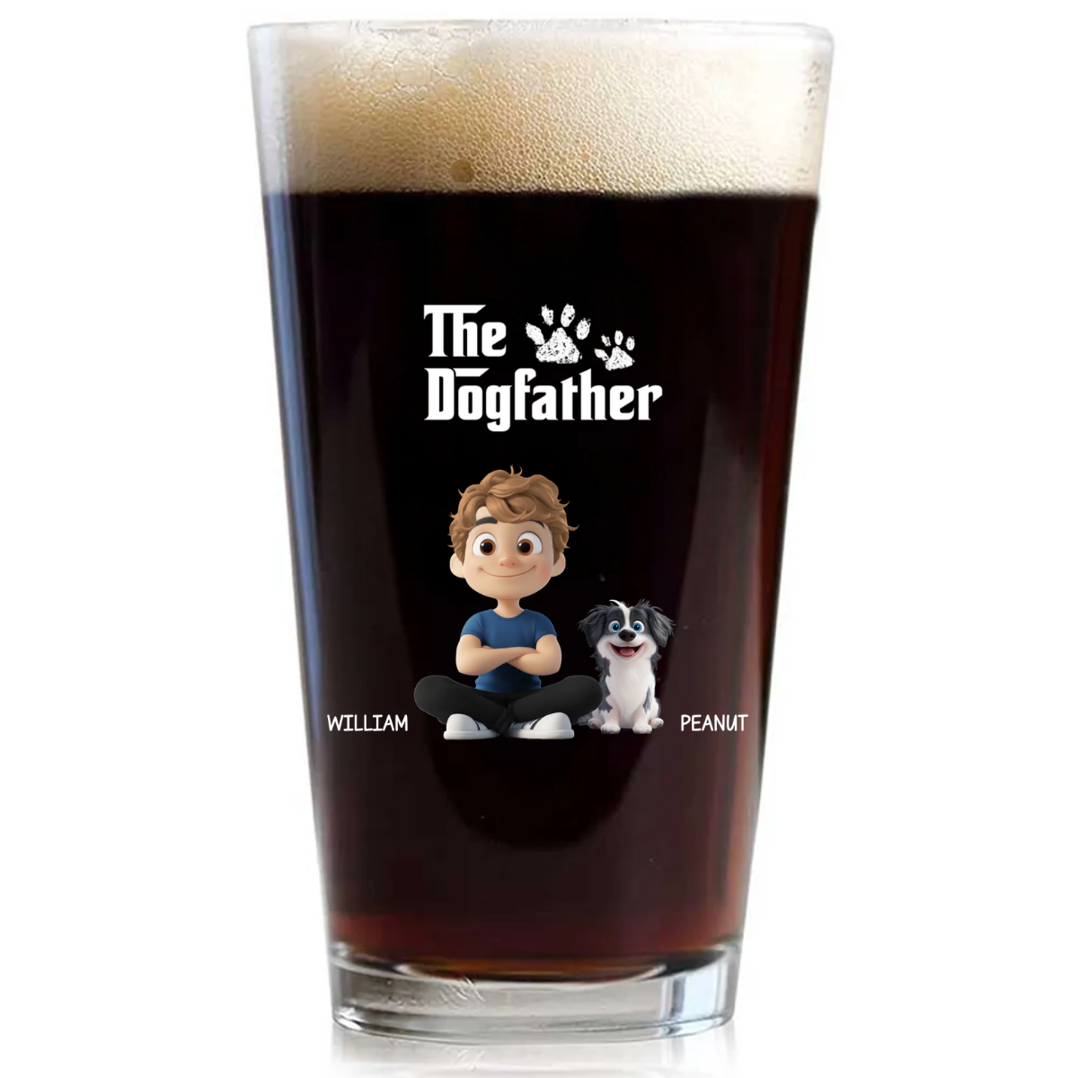 The Cool Dog Father - Personalized Beer Glass - Gift For Dog Owners, Dog Lovers, Father's Day Gift