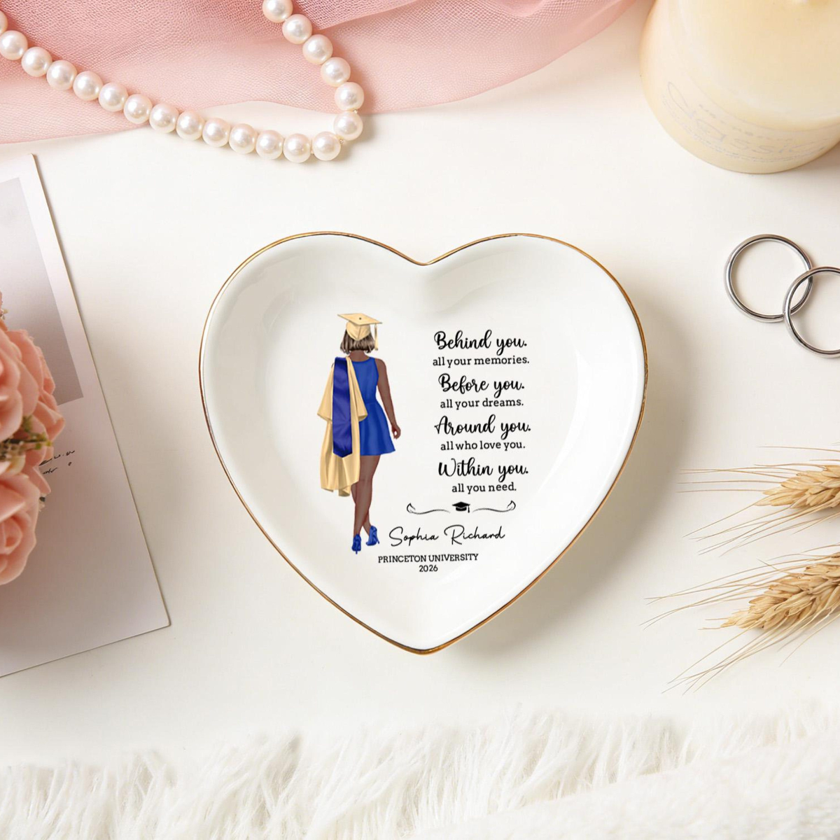 Personalized Graduation Jewelry Dish, Ceramic Graduation Ring Holder, Trinket Tray For Daughter, Custom Graduation Gift For Her, Class of 2026