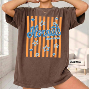 Comfort Colors Custom Mascot Team Shirts, Striped School Spirit Shirt, Game Day Mom Shirt, Back To School