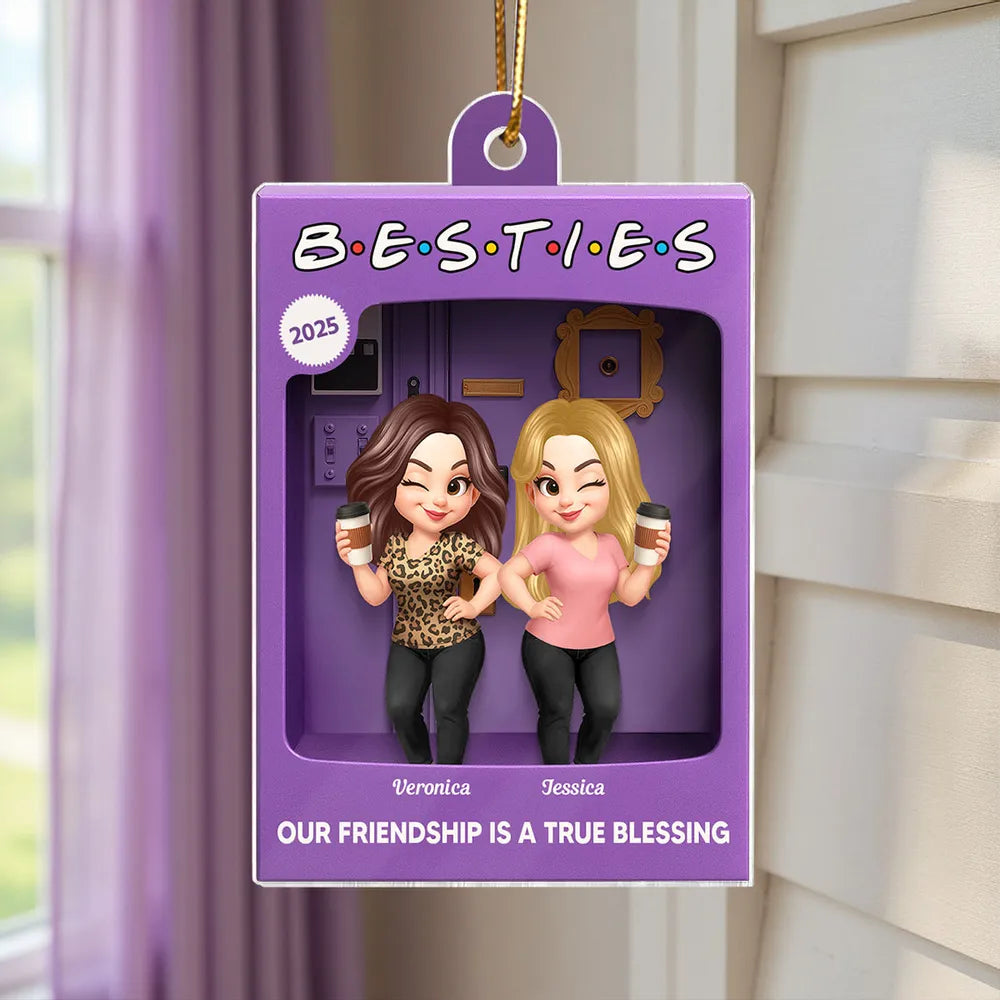 3D Effect Besties Forever Best Friends - Personalized Acrylic Ornament - Christmas Gift For Besties