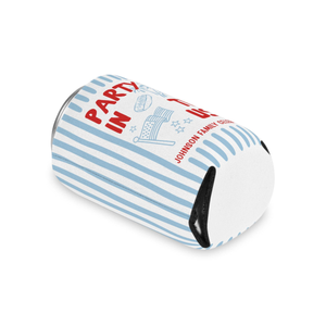 Custom Party in the USA Can Cozie, Personalized 4th of July Family BBQ Party Favor, Patriotic USA 250 Drink Sleeve
