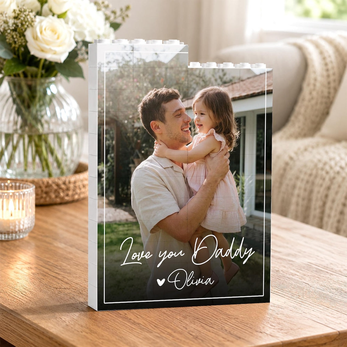 Personalized Dad Photo Building Blocks, Fathers Day Gift for Dad, Custom Photo Building Block, Bricks Puzzle Gift for Husband, New Dad Gift