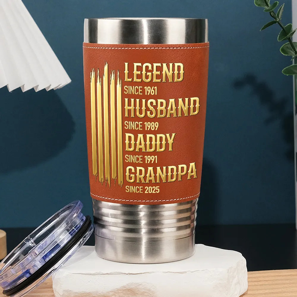 The Ultimate Legend - Personalized Leather Tumbler - Gift For Dad Grandpa, Father's Day