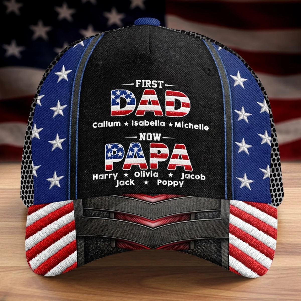 First Dad Now Papa with Kids Names, Personalized Father's Day Classic Cap, Gift For Dad Grandpa
