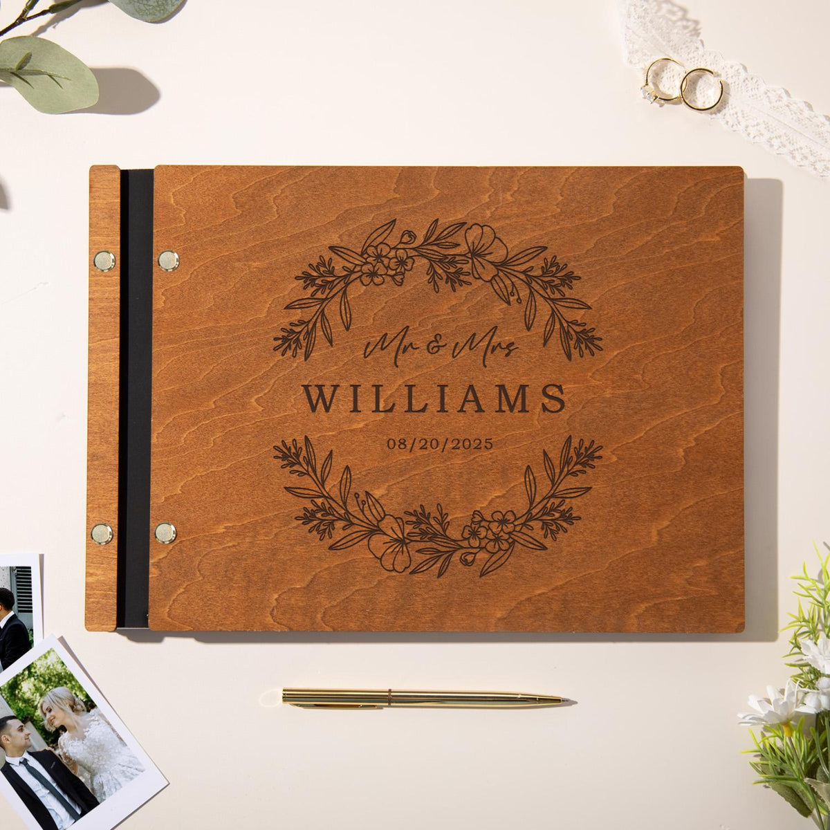 Personalized Wedding Guestbook, Elegant Wooden Wedding Guest Book, Reception Book , Photobooth Guestbook, Photo Album, Wedding Keepsake