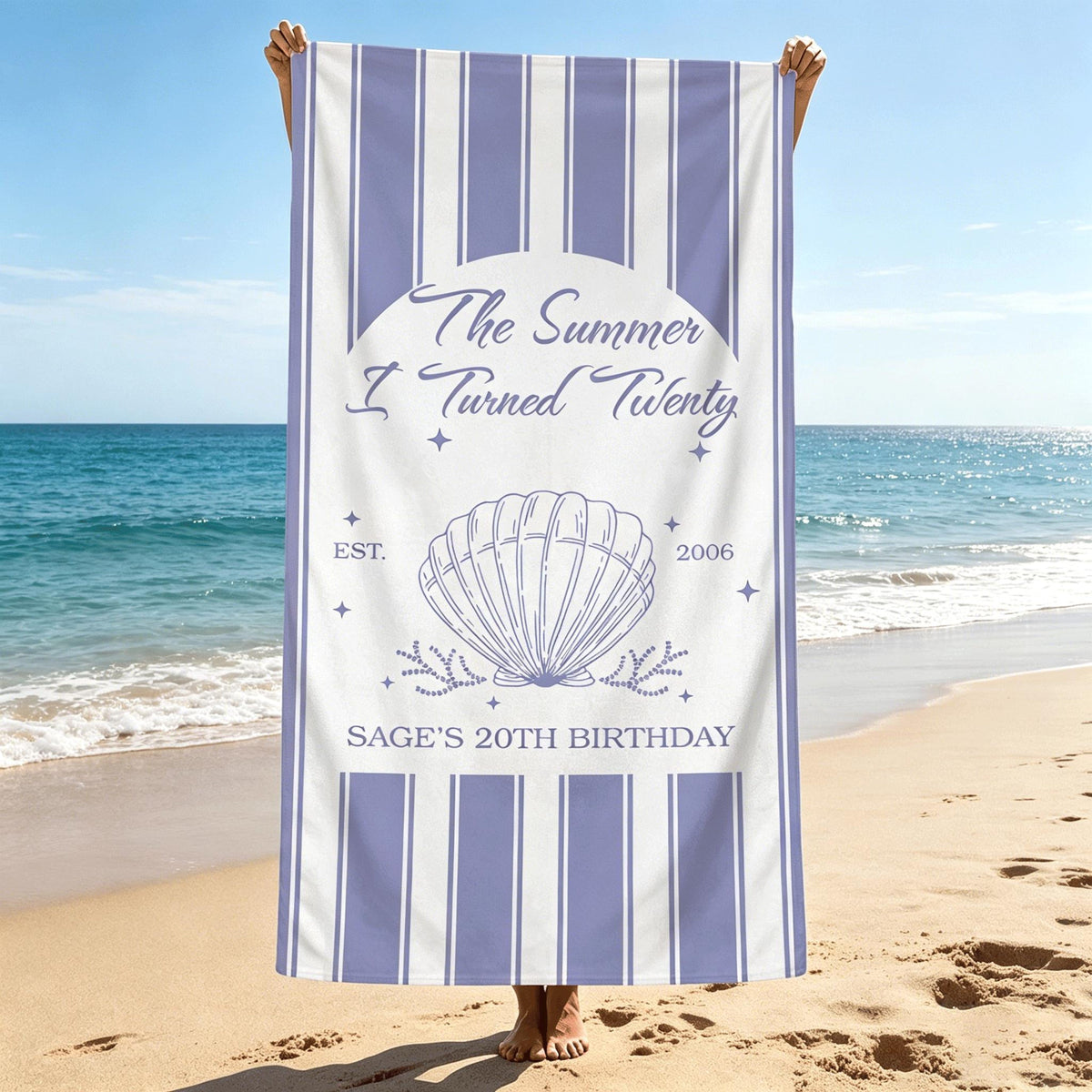 Custom The Summer I Turned Birthday Beach Towel, Birthday Party Beach Towels, Summer 20th 30th 40th Birthday Gift, Bachelorette Towels