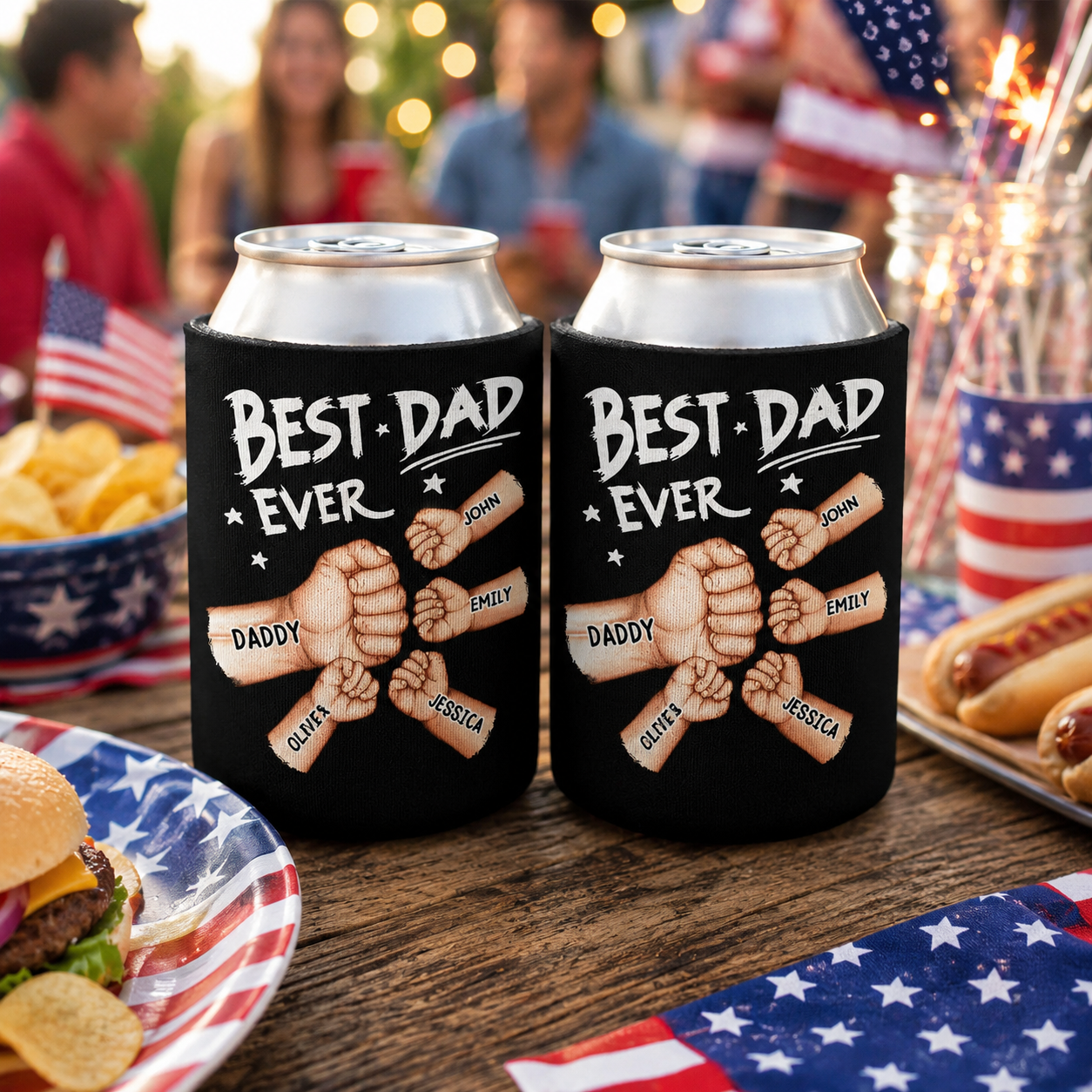 Best Dad Ever - Personalized UV Printed Can Cooler - Gift For Father, Grandpa, Father's Day Gift