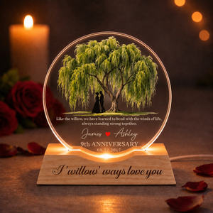 9th Anniversary Gift, Personalized Willow Tree Night Light, 9th Anniversary Lamp, Romantic Wedding Gift for Couple, Home Decor Gift for Wife