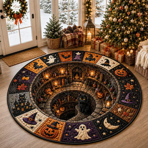 Halloween Round Quilted Rug, 3D Witch Dungeon Illusion Rug, Black Cat Halloween Rug, Spooky Witchy Floor Mat, Halloween Home Decor 11c9915a-8126-41fc-b48b-652abe2420fc-dfrt-2-.webp