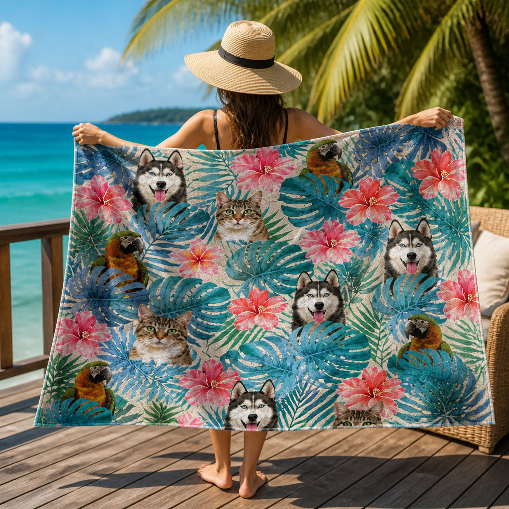 Tropical Pet Face Beach Towel – Photo Upload - Personalized Beach Towel 11f2a6fb-bffa-49e9-a087-6e0364d252a5.jpg
