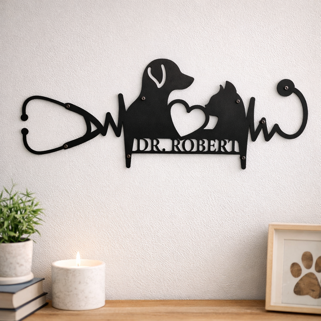 Personalized Vet Clinic Metal Wall Art, Gift For Veterinarian