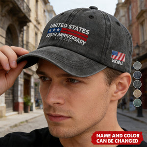250 Anniversary USA - Personalized Flag Patriotic Embroidered Cap 250th Anniversary Cap