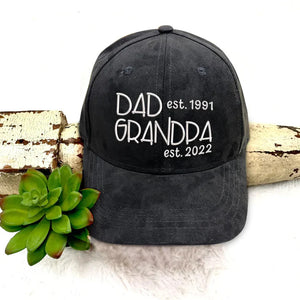 Dad Grandpa Est Year Custom Nickname Embroidered Cap