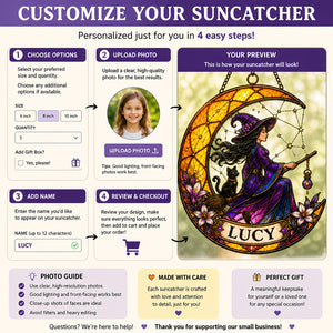 Personalized Witch & Cat Stained-Glass Suncatcher - Crescent Moon Name Plaque - Personalized Suncatcher Stained Glass 12129c5d-391e-452d-a604-782851122ca0.jpg