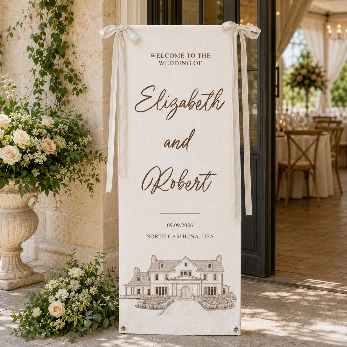 Custom Photo Wedding Venue Sketch Illustration  - Personalized Welcome Sign - Wedding Decoration 12209f84-6afe-486f-8baf-a04efc8a6234-banner-1.png