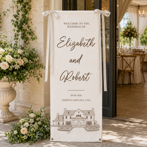 Custom Photo Wedding Venue Sketch Illustration  - Personalized Welcome Sign - Wedding Decoration 12209f84-6afe-486f-8baf-a04efc8a6234-banner-1.png