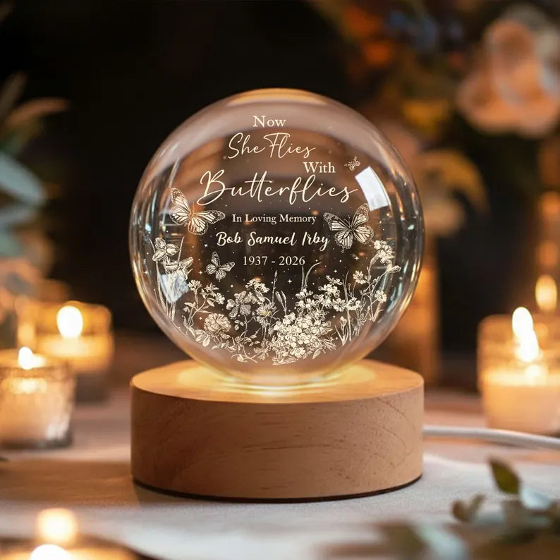 Now She Flies With Butterflies Memorial Crystal Ball Night Light, Loss of Mother Gift, Mom Loss Gift,Memorial Gift, Loss of Father Gift 1231715a-2ba7-4a5f-8256-d3529d846564-fgbfggf-4-.webp