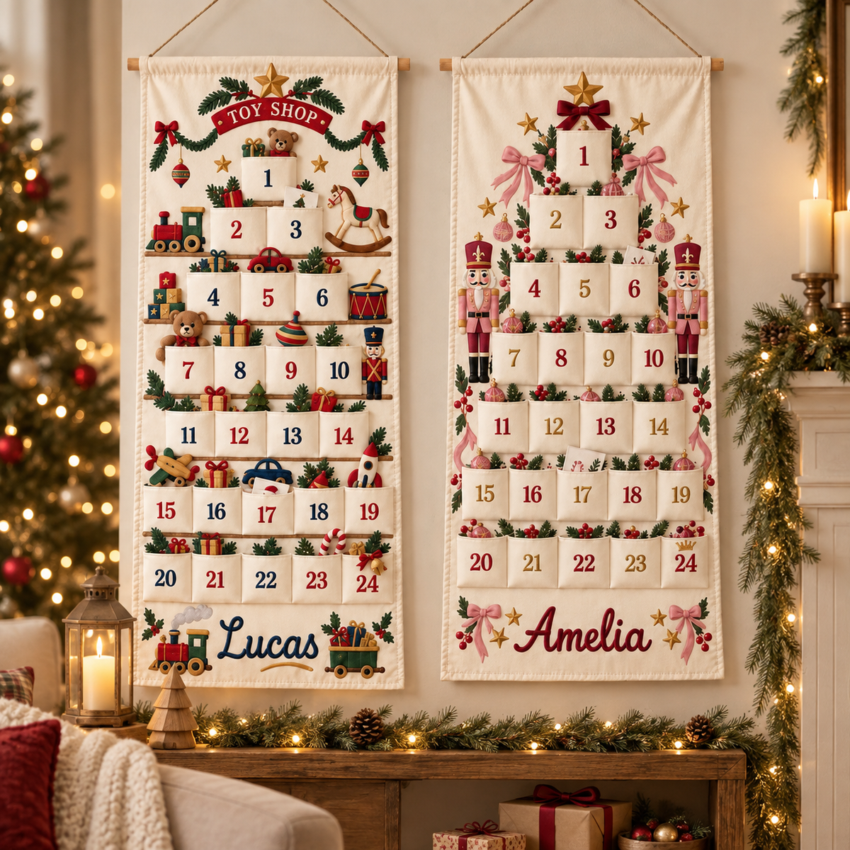 Personalized Christmas Advent Calendar, 24 Fillable Pockets, Reusable Christmas Wall Hanging, Home Countdown for Family Traditions 12325bb2-668b-43a3-9885-70646ab308fe-51c41933-2974-4832-a0fd-c97af69f23e7.png