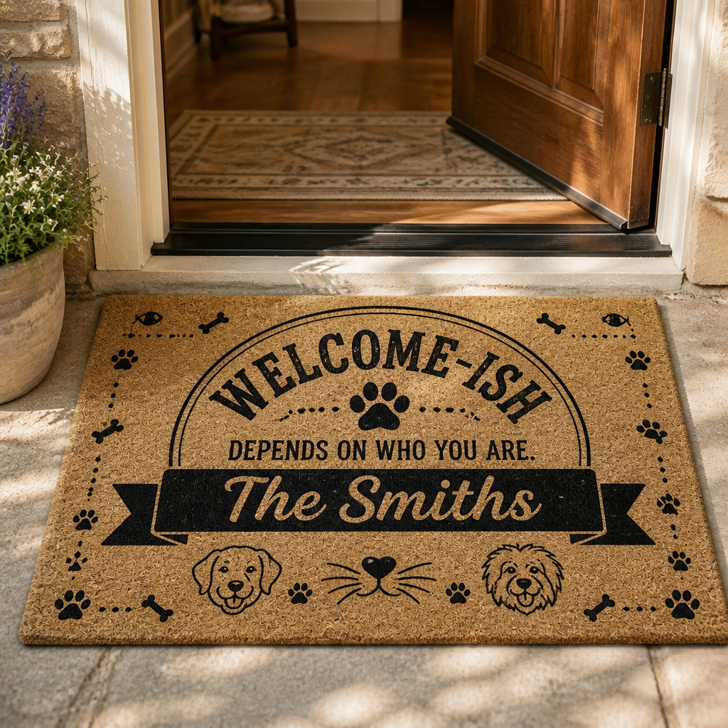 Welcome‑ish Personalized Family Doormat - Personalized Doormat 1248eead-738c-4534-940a-d4fdd2226f1a.png