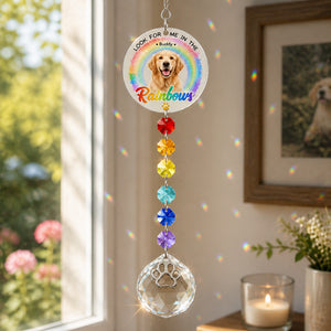 Pet Memorial Rainbow Photo Suncatcher with Paw Charm - Personalized 1 Layered Suncatcher with Charm 1276d9f3-077a-4240-899d-c45bf9a0cfeb.jpg