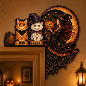 Halloween Witch Broom Corner Sign with Custom Pet Portraits & Names - Personalized Wood Acrylic Sign 127b188f-db4c-4061-829a-1d4e391c6a3f.png