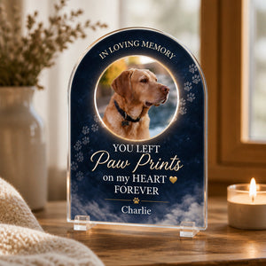 Pet Memorial Acrylic Standee – Paw Prints On My Heart - Personalized Acrylic Custom shape Standing 1 layer (FS) 127ce78e-1c24-46c7-b804-15391d9dbd5a.jpg