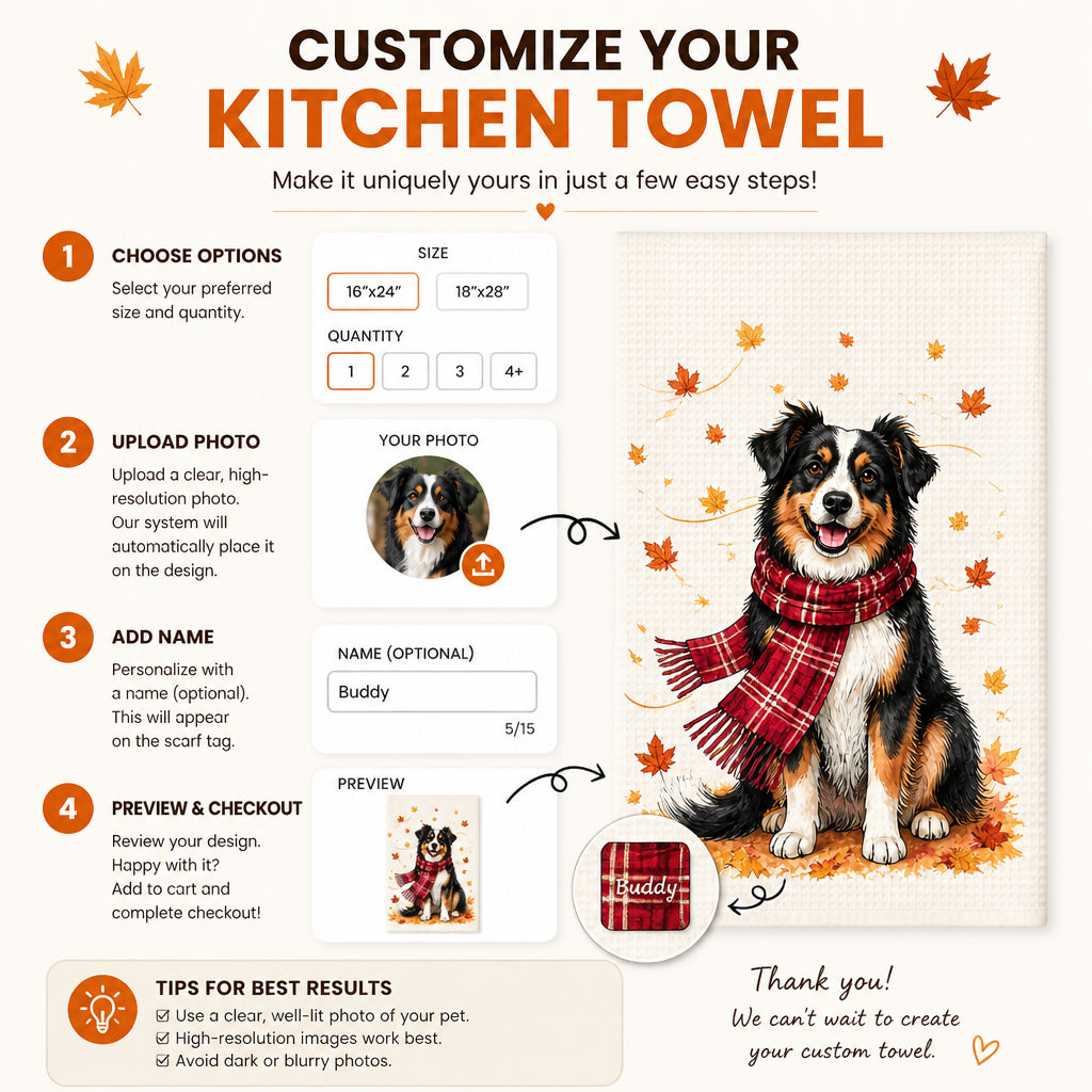 Custom Autumn Pet Portrait Kitchen Towel (Photo to Art) - Personalized Kitchen Towel 127dd793-4dac-4c9e-844c-db67072963c4.jpg